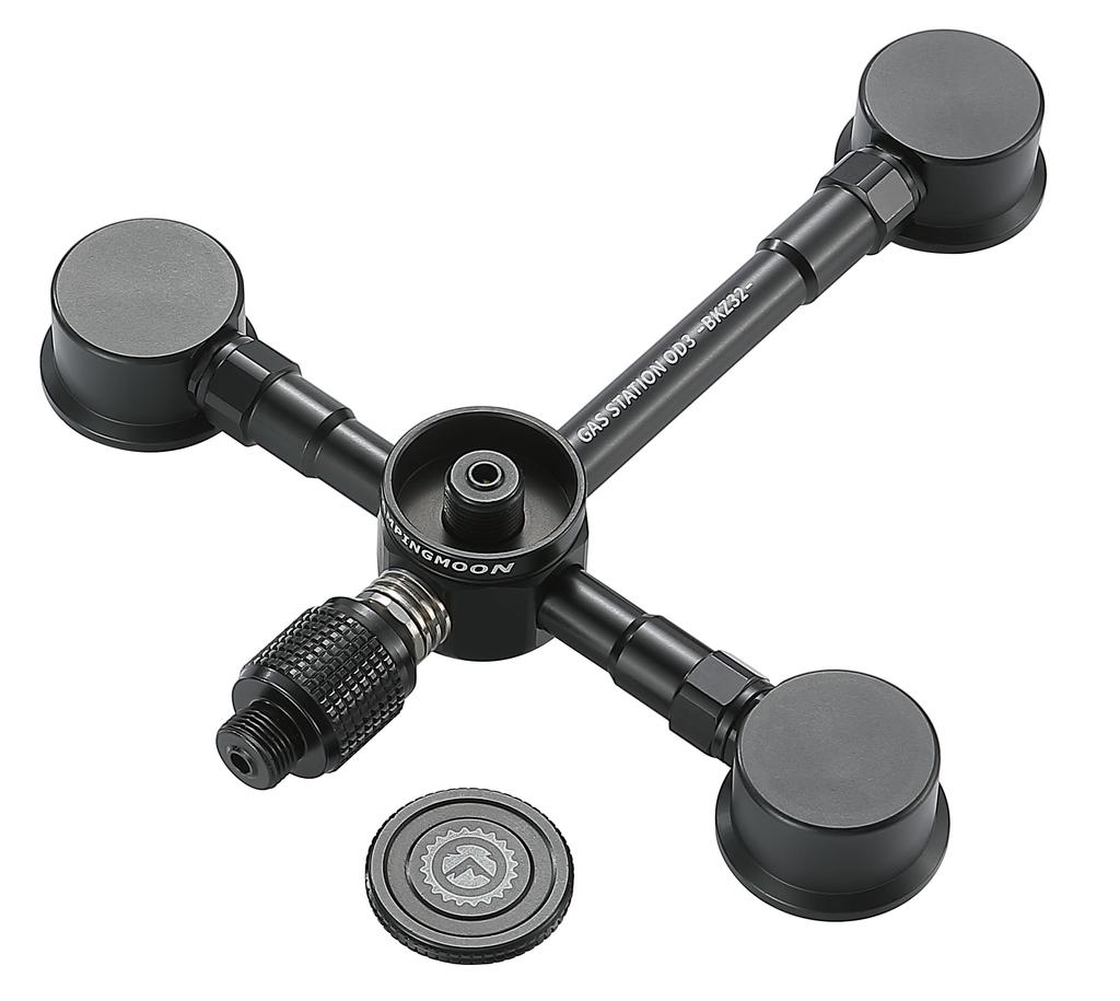 CAMPING MOON Gas Unit, Gas Station, 3-Can OD Can Type, Vertical 2-Branch Gas Adapter, Black Gear, BKZ32