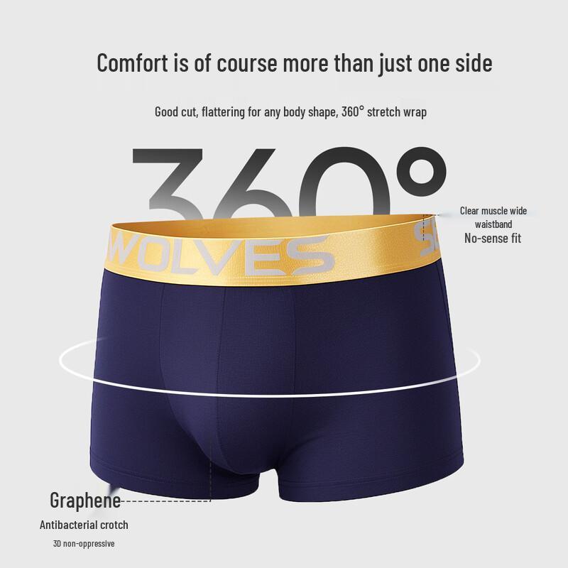 SEPTWOLVES Men's Ice Silk Viscose Boxer Briefs 4-Pack D7002