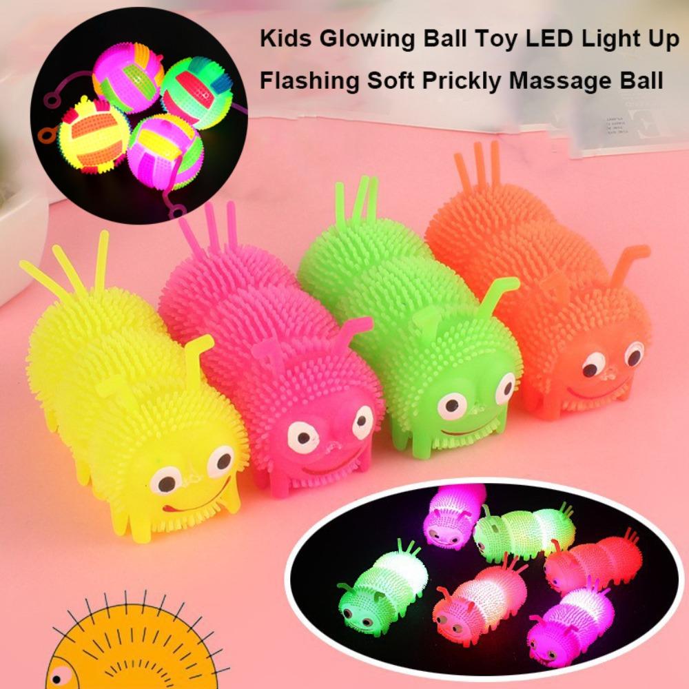

Luminous Flashing Soft Prickly Massage Ball LED Light Up Squeaky Kid Prank Toy Kids Glowing Ball 6