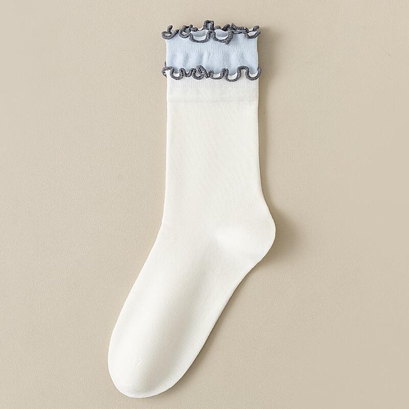 Girls  Double Ruffle Mid-Calf Socks