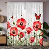 2 szt. zestaw HD Różowy kwiat motyl dekoracyjna zasłona Czerwone wiązanie zasłona z nadrukiem cyfrowym Dekoracja w stylu Dekoracja salonu