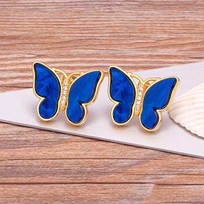 New Design Hot Sale Fashion Luxury 9 Colors Shell Boho Butterfly Stud Earrings for Women Lucky Romantic Anniversary Jewelry