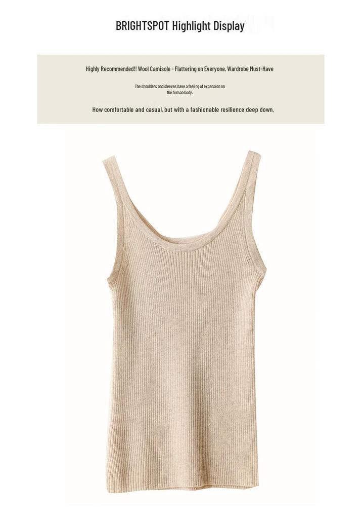 2023 Women's Fashionable Round Neck Pure Wool Sleeveless Knitted Vest Top