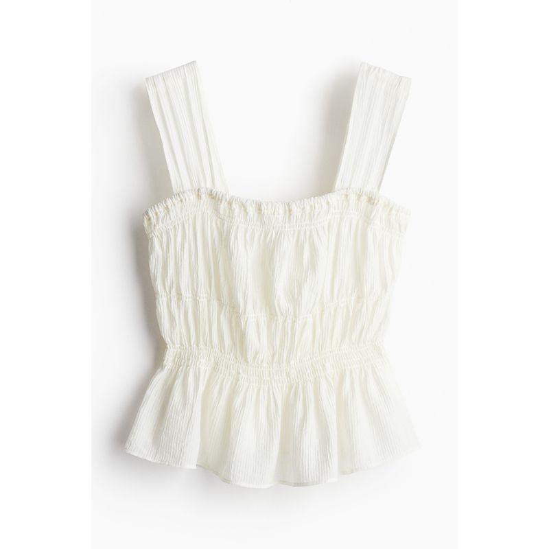 

HM Women s Vest Camisole Fall Slim Fit Square Collar Gathers Flare Skirt Hem Tops 1236708 White 170/116