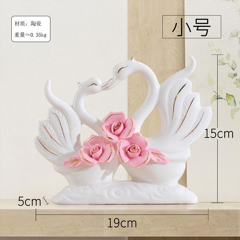 Ceramic Swan Figurine, Elegant Wedding Gift for Bride Bridesmaid, Handmade Home Decor Ornament, Anniversary Present