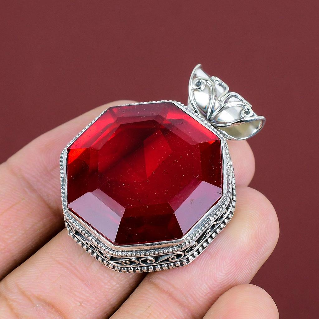 Faceted Mozambique Garnet Pendant Handmade Gemstone Jewelry 925 Sterling Silver Pendant Latest Design Pendant Vintage Pendant Gifts For Her