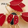 Elegant Floral Jewelry Enamel Tulip Ladybug Brooch for Women, Oil-Dripping Flower Ladybird Decorative Accessory Lapel Pin, Sweater Cardigan Coat Suit