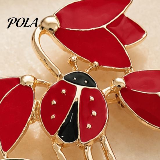 Elegant Floral Jewelry Enamel Tulip Ladybug Brooch for Women, Oil-Dripping Flower Ladybird Decorative Accessory Lapel Pin, Sweater Cardigan Coat Suit