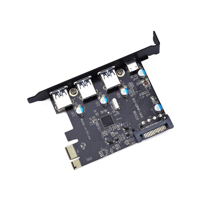 4-Port PCI-E To 1x Type-C 3x Type-A USB3.0 4-Port PCI-Express Pansion Card with Internal 19-Pin Connector