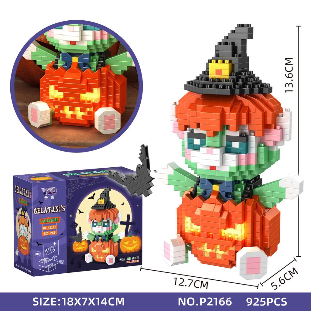 Halloween Stitch Building Blocks Kitty Duffy Disney Cos Pumpkin Ghost Micro Bricks Mini Figure Assembled Toy For Home Decoration