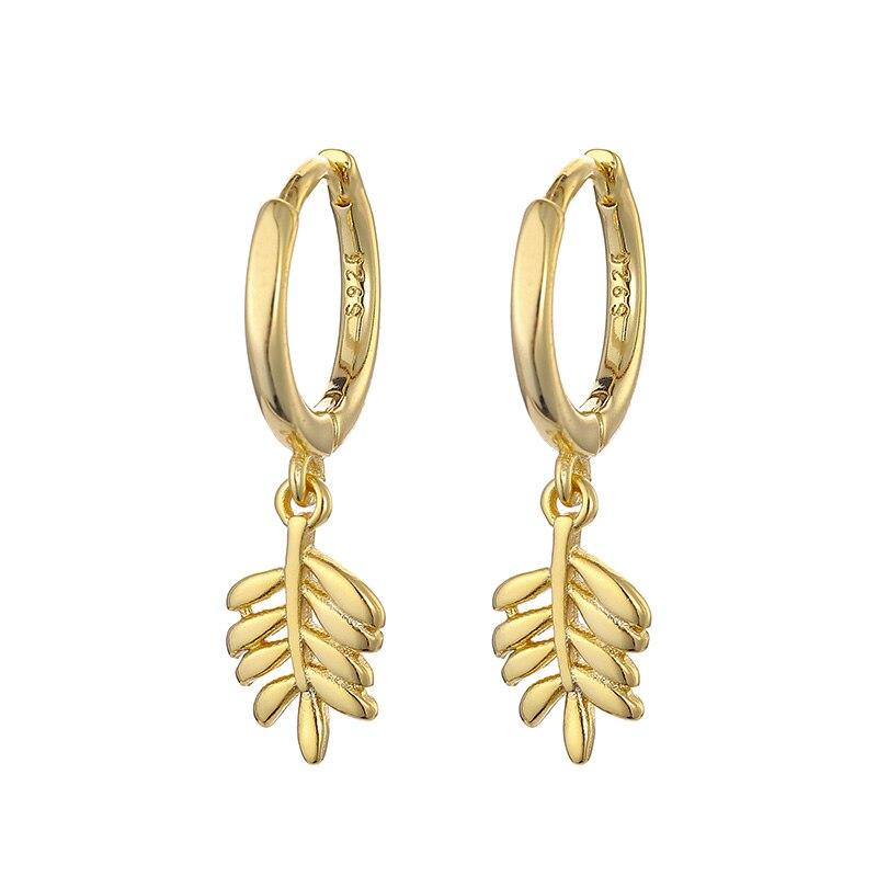 925 Sterling Silber Blätter Anhänger Creolen Ohrringe Damen Schlichte Modeschmuck