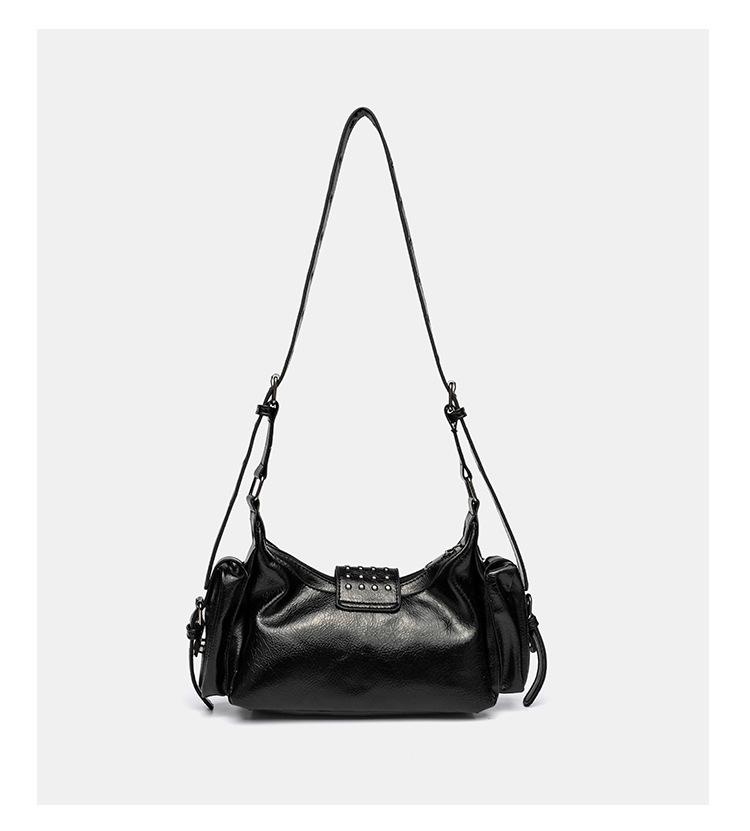 Retro Hot Girl Motorcycle Rivet Bag - Women's 2026 Fashion Single Shoulder & Crossbody Versatile Casual Bag