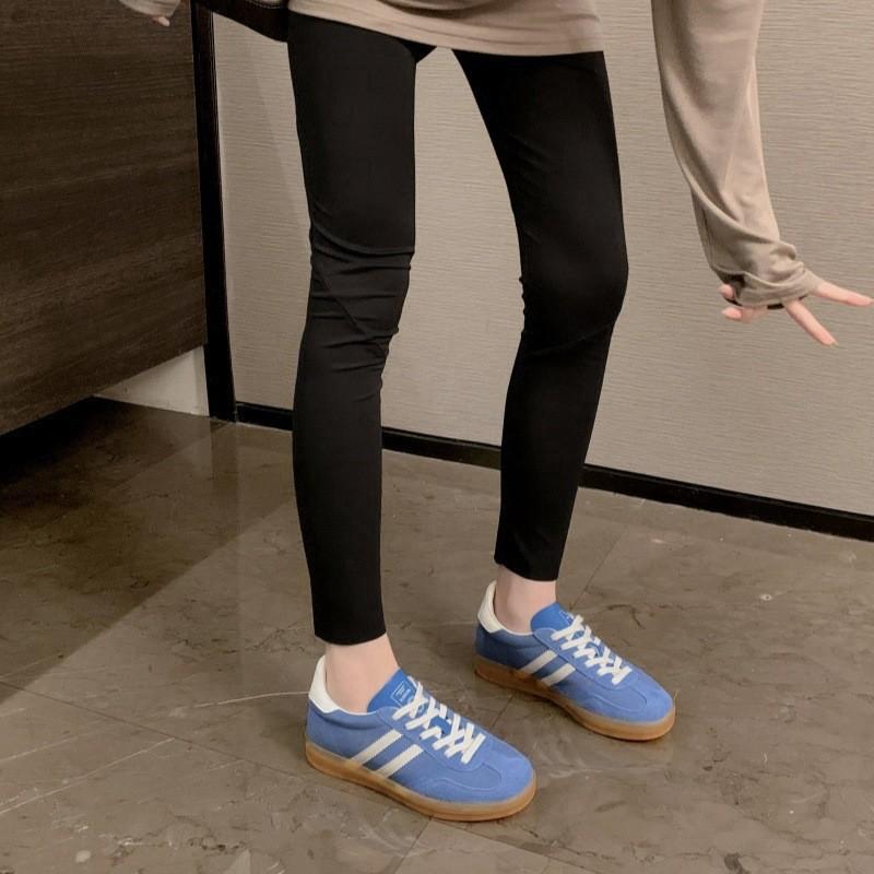 Red Shoes Women's New Leather Flat Bottom Color Matching Round Head Lace-up Casual Sports Board Shoes Women