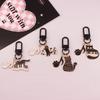 Cartoon Little Black Cat Piano Key Metal Keychain – Cute Unisex Bag Accessory
