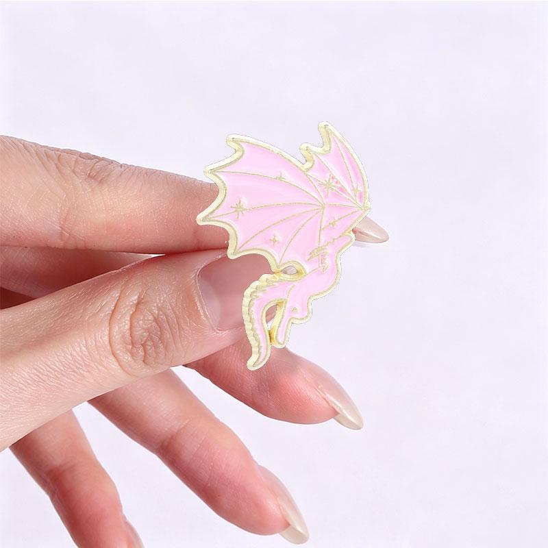 Xiaomi Fantasy Novel Pink Dragon Enamel Pin Cartoon Flying Dragon with Starry Wings Brooch Bag Lapel Badge Jewelry Gift for Fan Friends