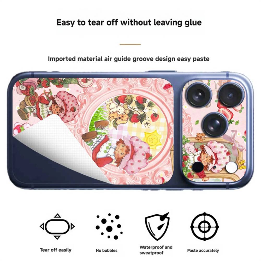Girl Pink Strawberry S-Shortcake Anti-Scratch Back Decal Protective Wrap Skin for iPhone 17 Pro 17 Pro Max