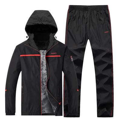 Păstrați căldura costum sport bărbați căptușeală fleece buzunar cu fermoar Set îmbrăcăminte sport pentru bărbați, iarnă, în aer liber