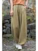 2025 Women's Summer Cotton Linen Ramie Sand-Washed Drawstring Lantern Pants - Distressed & Versatile