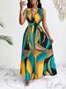 2026 new European and American women's clothing temperament elegant, fashionable and sexy 3D digital printing sleeveless V-neck dress
