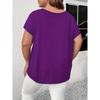 Plus Size Women T-Shirt Elegant Cross Strap Detail Solid Color Short Sleeve Fashion Top