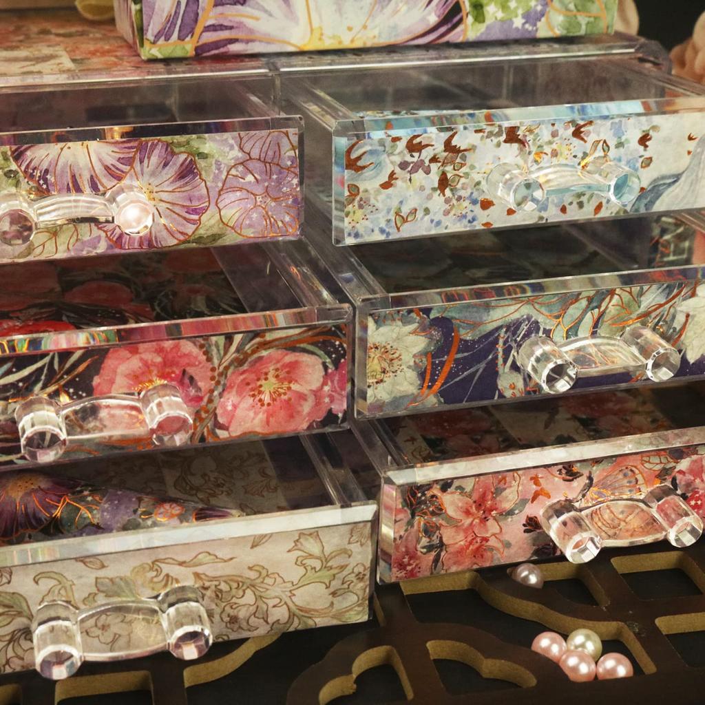 YUBBAEX Full Bloom Flower Masking Luxurious Gold Foil 25mm Wide X 5 Perfect for Gift DIY and Notebook Decorations Tape, Stamp, Rolls, Thin, Wrapping,