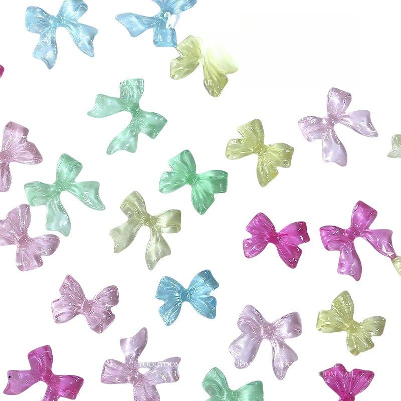 3D Jelly Bow Nail Art Decorations - Transparent and Versatile