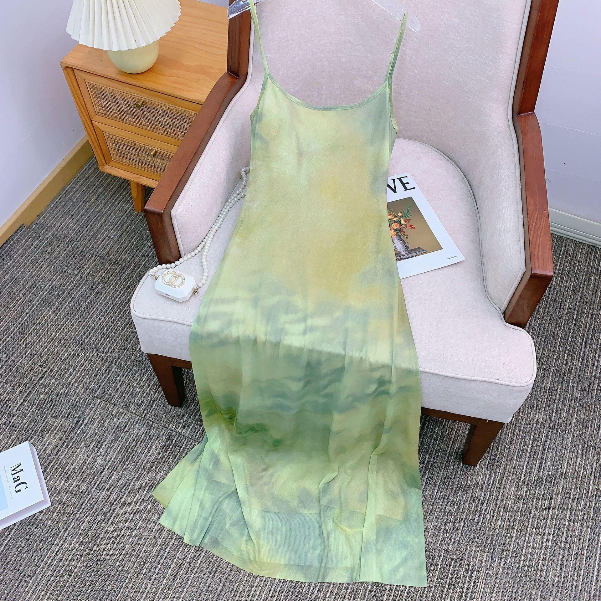 

Ленивый морской отпуск ветер зеленое пятно подтяжки супер красивое платье длинное платье продвинутый M