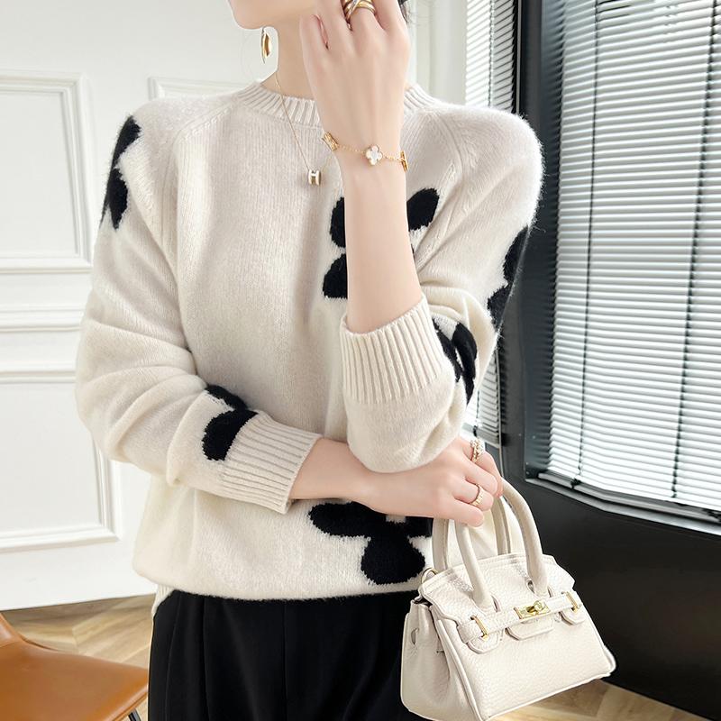 Women's Cashmere Sweater Qinghe Cashmere 30% Cashmere 70% Wool Autumn and Winter Cashmere Pullover Thickened Soft and Warm
