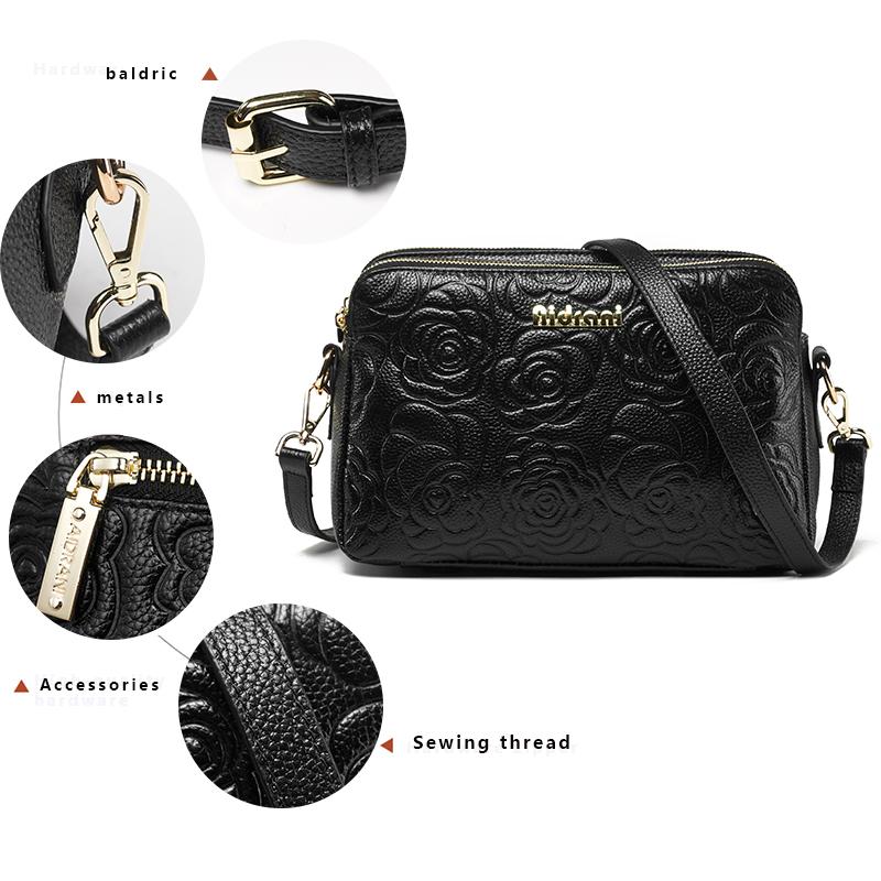 Fashionable Single Shoulder Crossbody Women's Bag, Made of Cowhide Material with Floral Patterns Printed On It