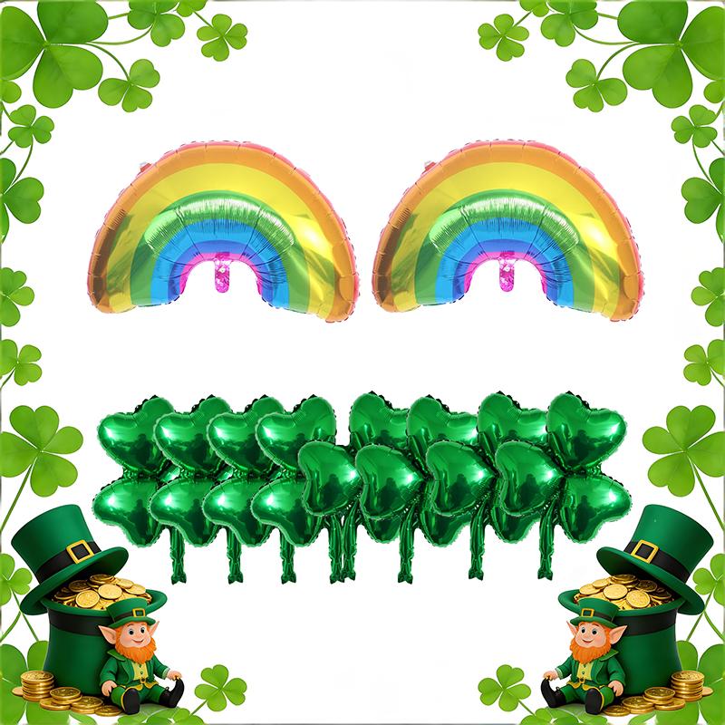 10pcs Shamrock Foil Balloons Irish Lucky Green Shamrock Balloons St. Patrick's Day Party Decorations