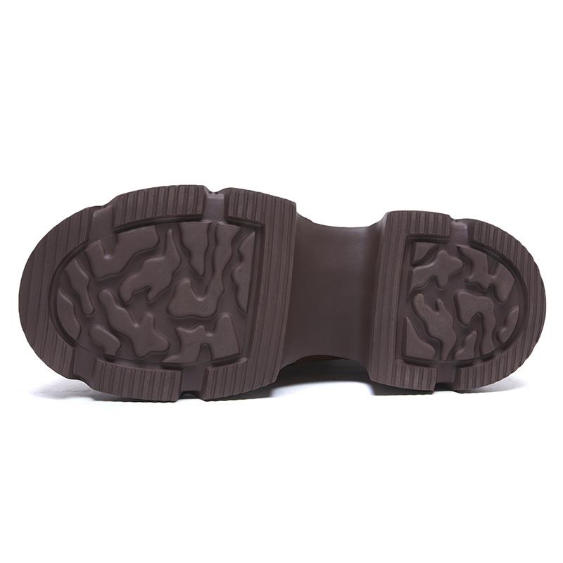 Fashion GKTINOO Retro Style Women Thick Soled Genuine Leather Mid-Calf Boots 2024 Autumn Winter Warm Platform Booties Zip Women's Shoes