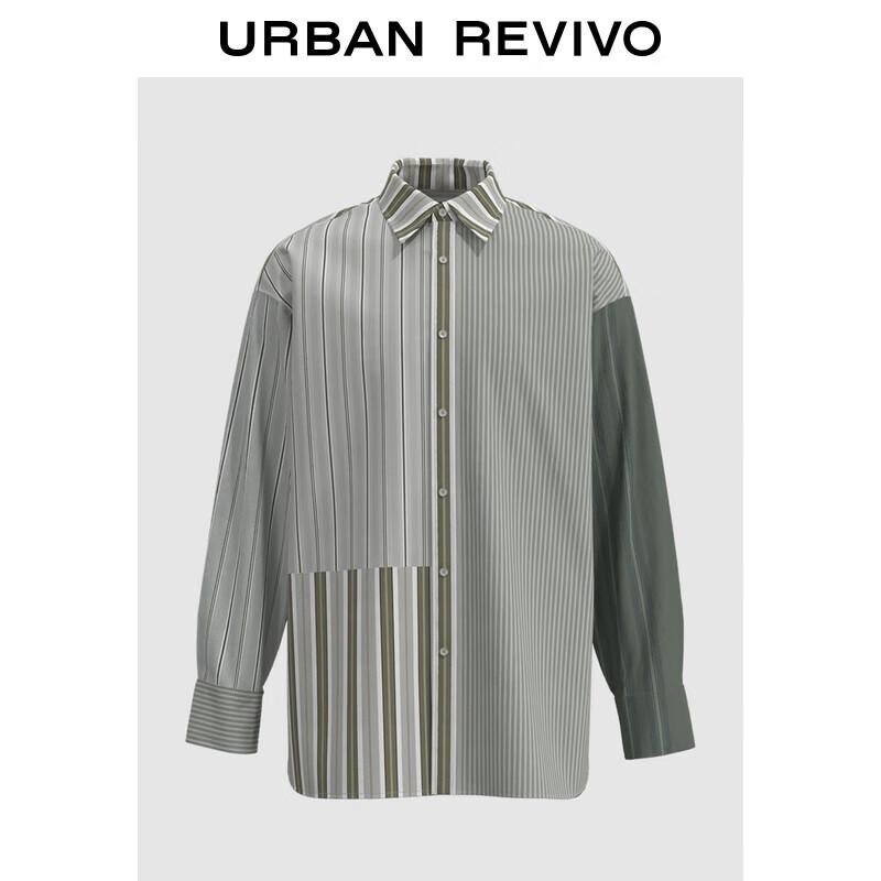 UR Men s Color-Block Stripe Long-Sleeve Casual Shirt S