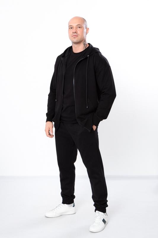 

Чоловічі джогери з матової бавовни – М які флісові спортивні штани з еластичною талією та манжетами, Демісезонні, 8338-023 HC M чорний