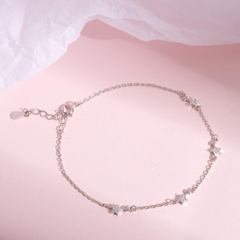 925 Sterling Silver Star Bracelet For Women Dainty Pave Zircon Link Chain Bracelet Gift New Wholesale