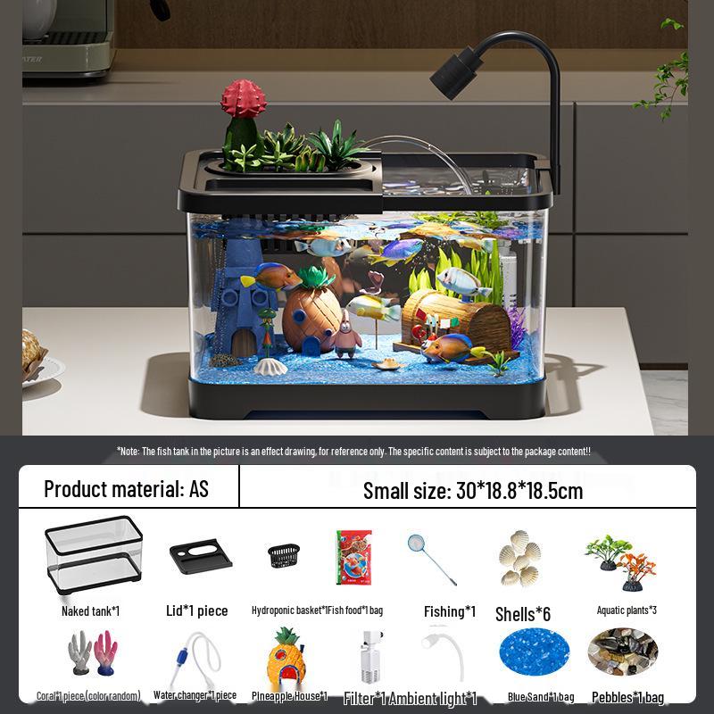 Acuario de Peces Betta de Alta Definición con Filtro y Oxigenador Integrados para Decoración de Sala de Estar