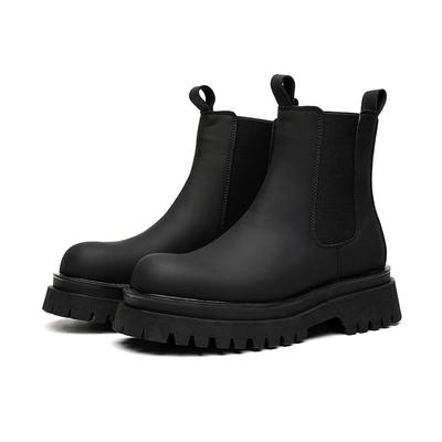 Hombres moda de lujo botas altas de motocicleta negro zapatos de plataforma elegantes bota vaquera de cuero original guapo chelsea chunky botas