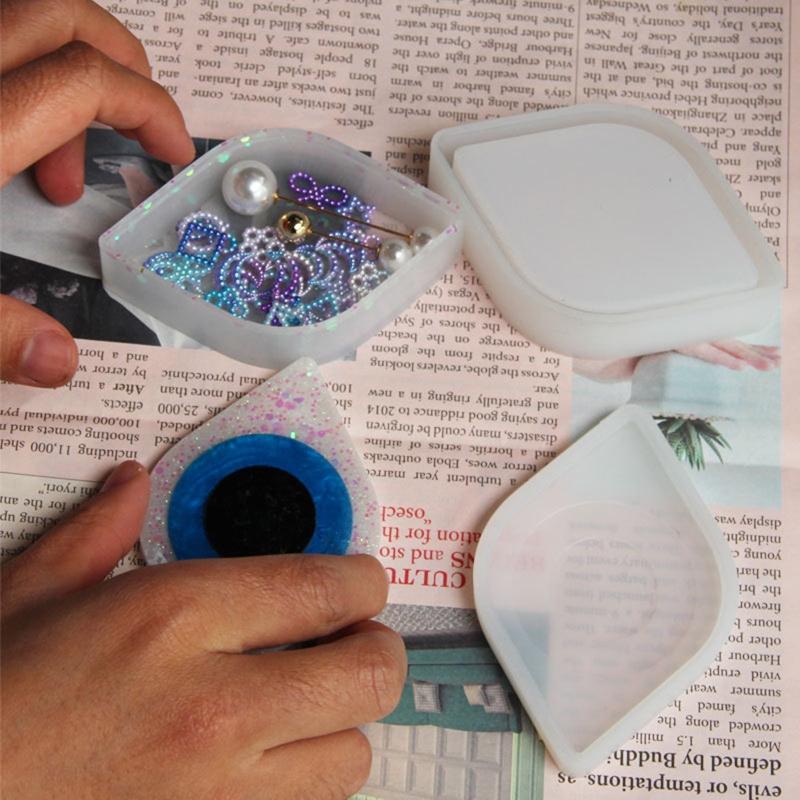 Box Resin Molds Silicone Jewelry Holder Molds Set for Triangle Shape Mold Blue Eye Trinket Holder for Case Epoxy Mold Wi