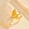 Retro Stainless Steel Butterfly Open Ring Gold Plated Geometric Rings for Women Vintage Jewelry Valentine's Day Gift