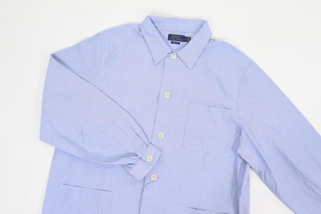 POLO RALPH LAUREN Classic Fit Cotton Oxford Coverall Shirt Size Blue Men's Jacket, L, (Product Code 01010011)
