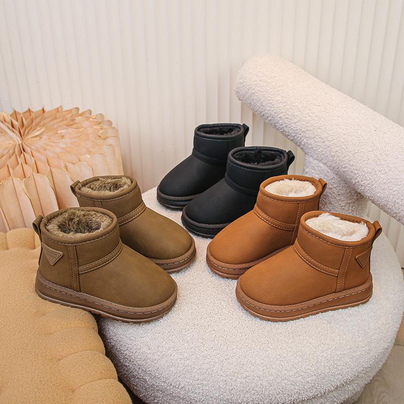 2025 Winter Children's Plush Snow Boots - Warm, Thick Cotton Slip-ons for Boys & Girls