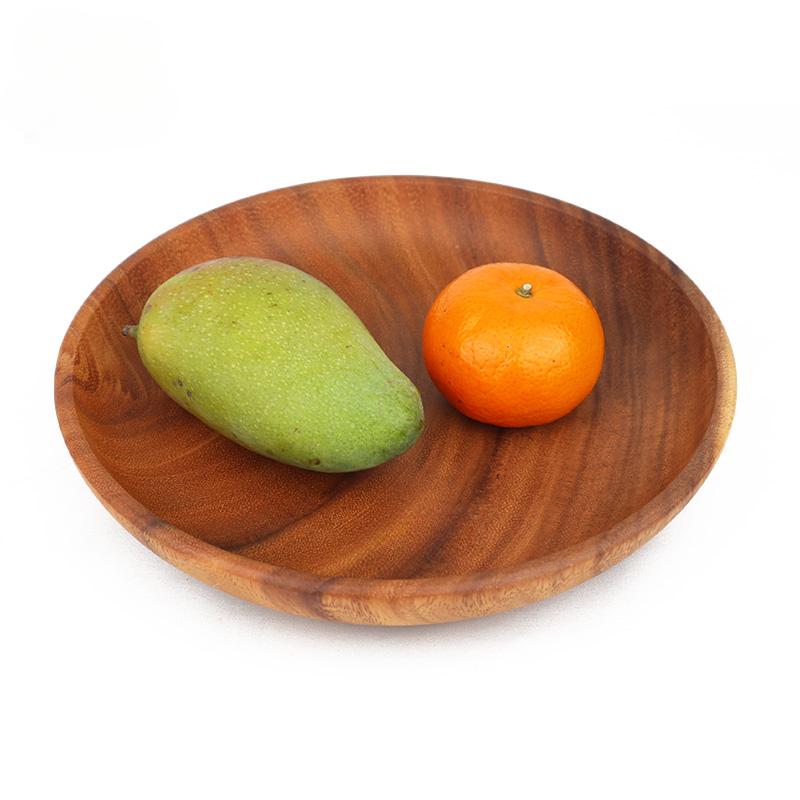 Acacia Wood Dinner Plates for Eating, Wooden Round Charcuterie Boards Serving Bowls for Food Dishes Cheese Dessert Salad
