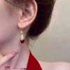 925 Retro Pixiu Alloy Earrings: Elegant Red Dangle Ear Studs for Women
