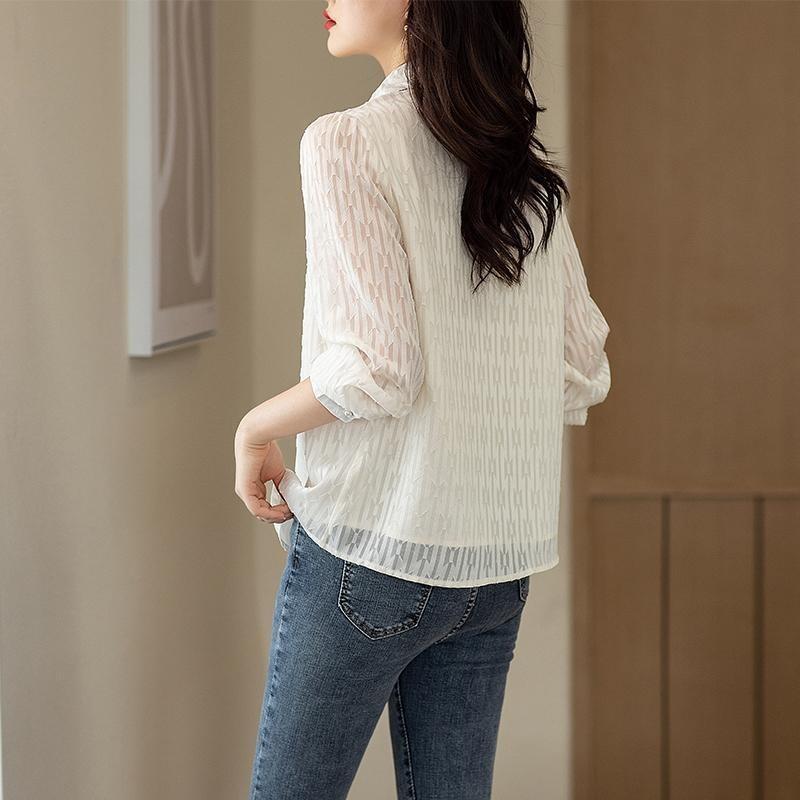 Retro High-end Shirt for Women New Style Early Niche White Shirt Top