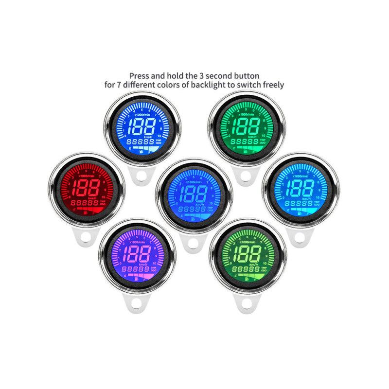 Motocyklový LCD digitální měřič Multifunkční počítadlo kilometrů Tachometr Otáčkoměr RPM Ukazatel hladiny paliva
