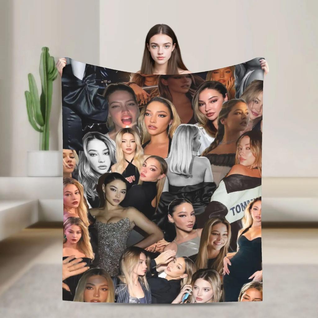 Madelyn Cline Actress Poster Soft Blanket for Bedroom Living Room Travel Flannel Throw for Spring Office Use