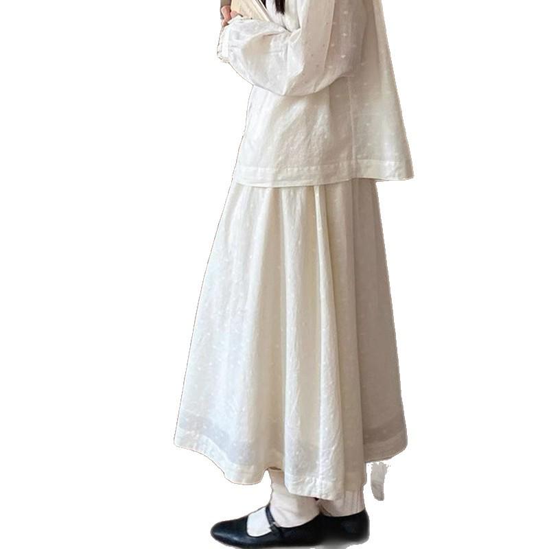 Women's 2026 Spring New Arrival: Simple White Long Loose-Fit Skirt with Wide Hem