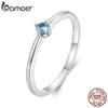 Bamoer 925 mincovní stříbro Minimalistický modrý prsten se zirkonem a barevný prsten s rybími šupinami pro ženy Prsten s prohlášením o náramku Jemný šperk
