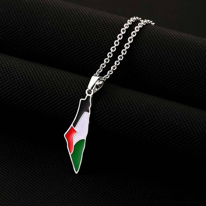 Unique ISR Map Pendant Necklace PLE Adjustable Chain Necklace Stainless Steel Material Suitable for Fashionable Outfits