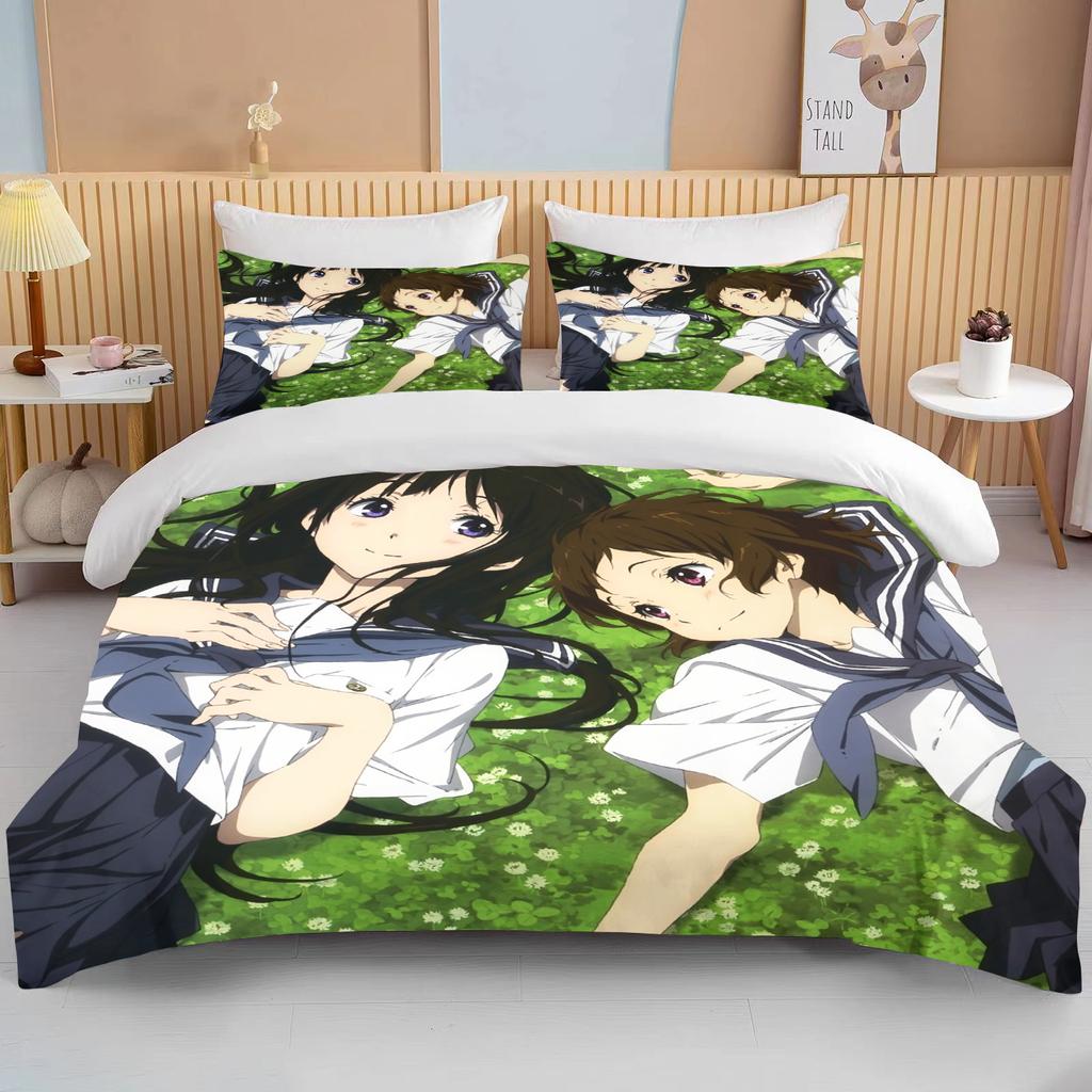 Japanese Anime Beauty King Size Double Bed Bedding Set Microfiber or Polyester Duvet Cover Set  Comforter Set