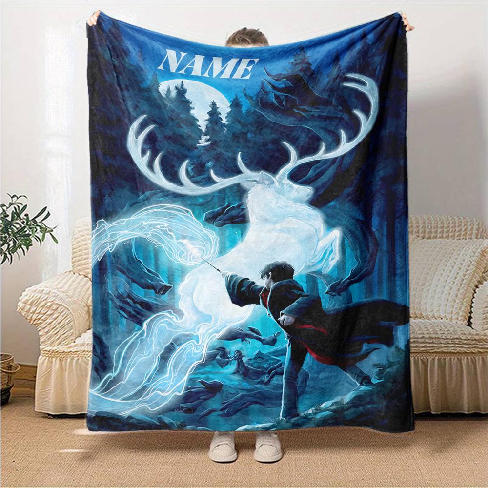 Custom Name Gryffindor Pride Loyalty blanket for Couch & Bed, Plush Cozy Fuzzy Blanket Super Soft & Warm Blankets for Fall and Winter. 090896